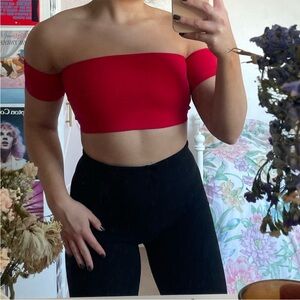 Forever 21 Red Off-Shoulder Crop Top
